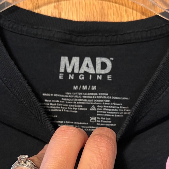 MAD Engine Black Tee with Pink and Green Graphic - Picture 2 of 8